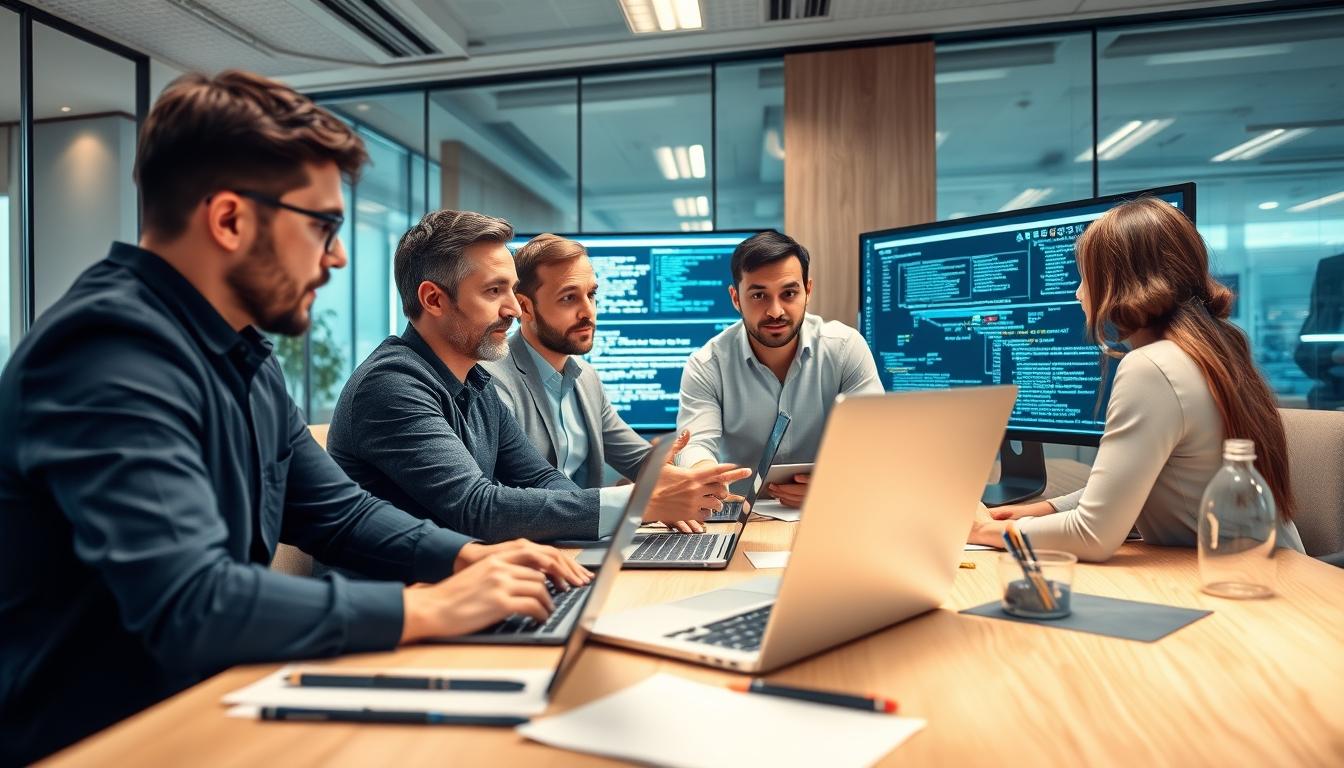 AI software company team and business technology strategy